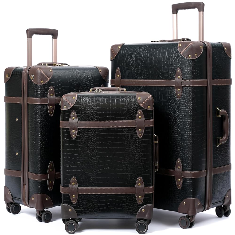 Amazon.com | NZBZ Vintage Luggage Sets for Women, PU Leather